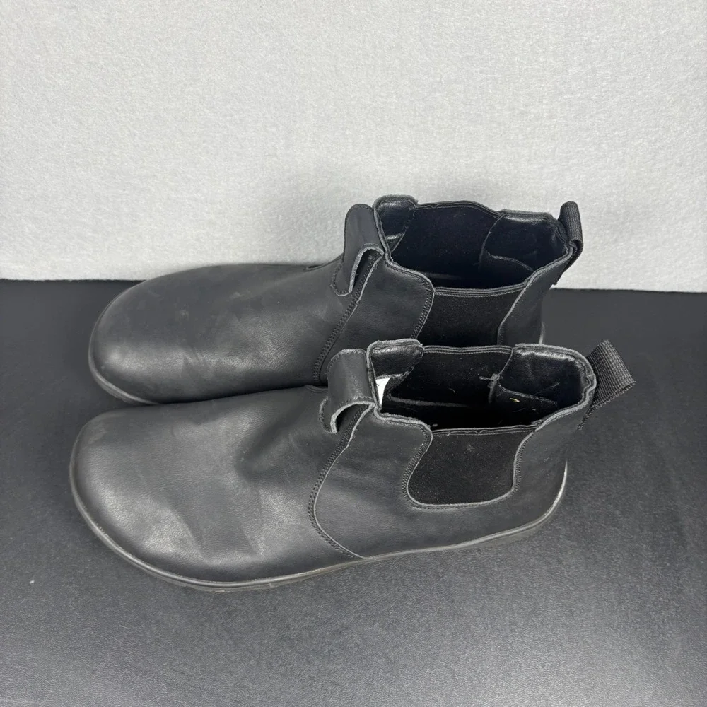 Pulltop Barefoot Chelsea Boots Black Men's Size 11 EU 44 Wide Toe Box Minimalist